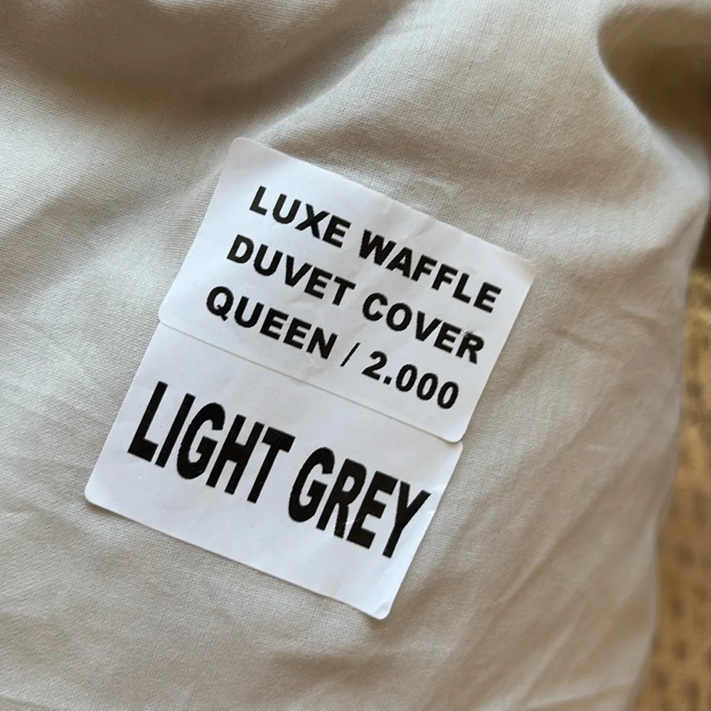 QUINCE Organic Luxe Waffle Duvet Cover Full/Queen Light Gray